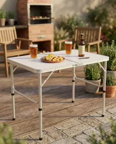 Mesa Dobrável Portátil 90x60cm | Vira Maleta | Alumínio + MDF