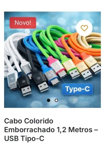 Cabo USB Tipo-C Colorido - 1,2 Metros | Emborrachado