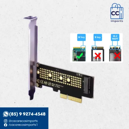 Placa Adaptadora M.2 NVMe para PCIe X4-X8-X16 - Suporte 2230 a ... | Novo | Pronta Entrega