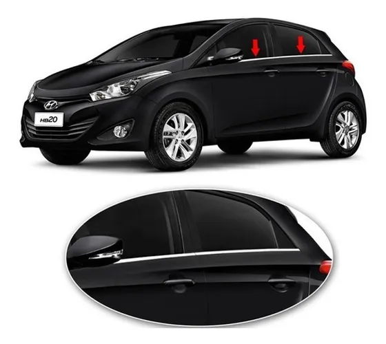 Kit Friso Capa Vidro Janela Pestana Cromada Hb20 Hb20s Hb20x