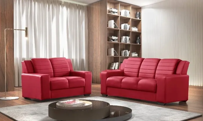 Sofá 3 e 2 Lugares Suede Vermelho Rondomoveis Até 12x