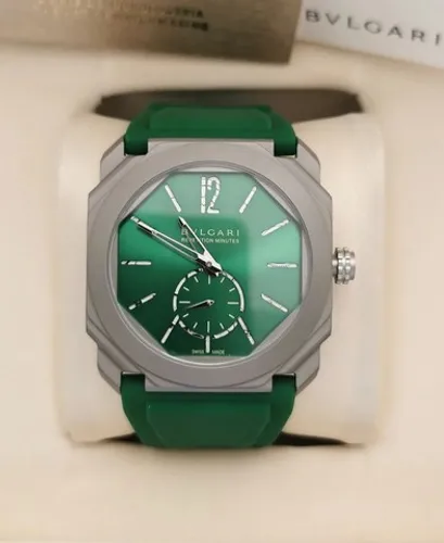 Relógio Bvlgari Octo Finíssimo Verde Borracha Novo