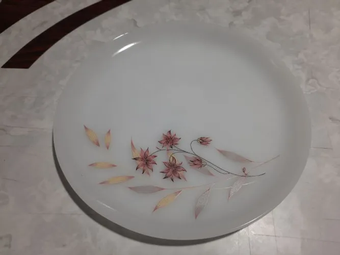 Prato Colorex Opalinado Redondo c/ pintura floral. 24cm diametro, Vintage.  