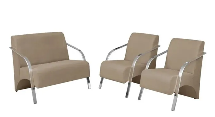 Conjunto Poltronas Veneza Veludo Bege Até 12x - Frete Grátis