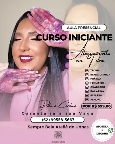 Curso - Presencial - Alongamento em Fibra - Iniciante - Sempre Bela Ateliê de Unhas