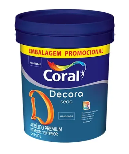 Coral Decora Seda Acetinada Branco Neve - Balde 20L