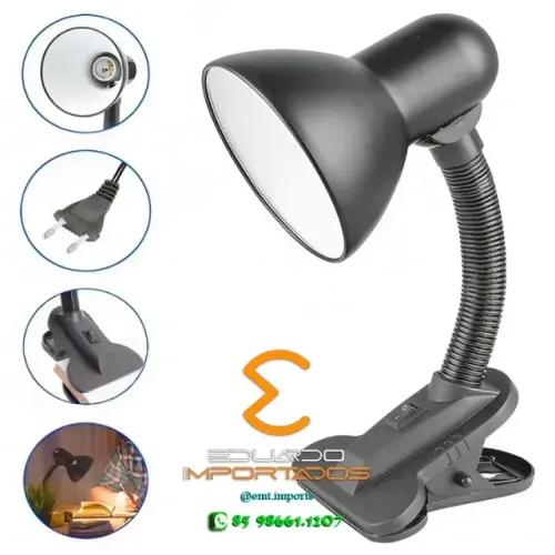 Luminária De Mesa Com Garra Presilha Bivolt E-27