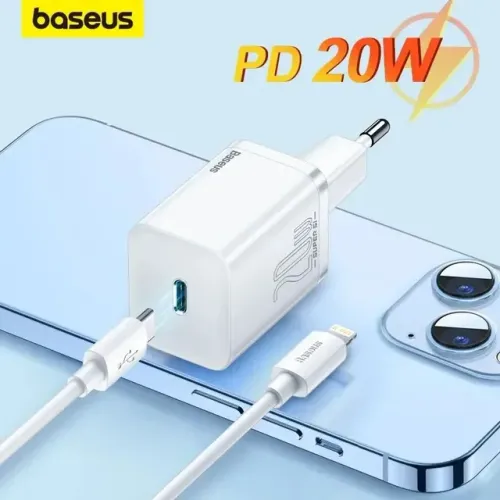 Carregador Baseus Turbo 20w para iPhone + cabo Ligthning 1M