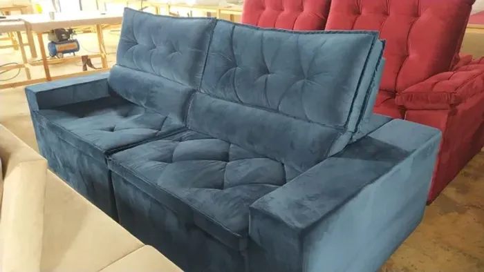Sofa retratil e reclinavel 2,10 com molas ensacadas (novo e direto da fabrica)