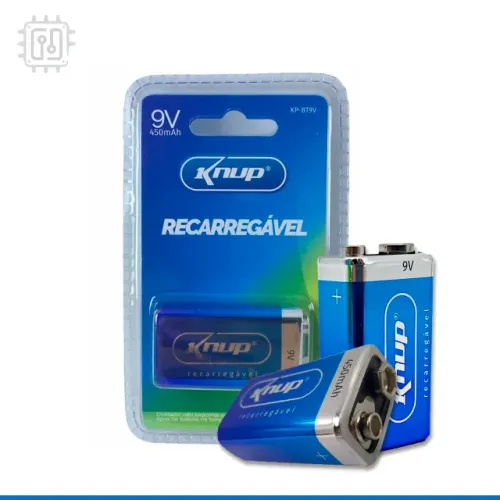 Bateria 9v Recarregável 450ma Pilha Knup