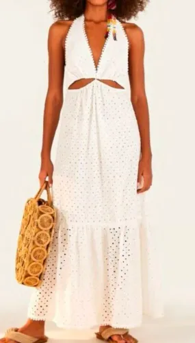 Vestido longo laise branco farm P
