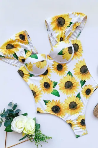 Maiô novo estampa girasol