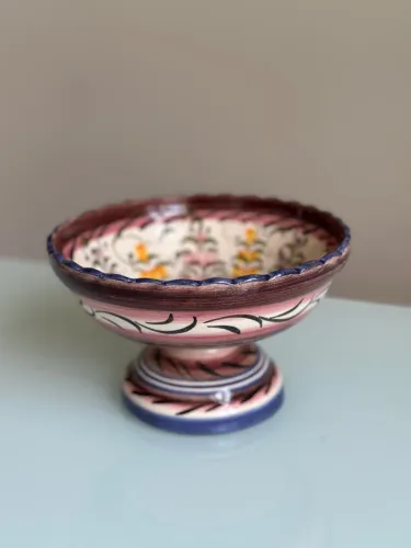 Vaso florido pintado a mão antigo retrô 40 anos