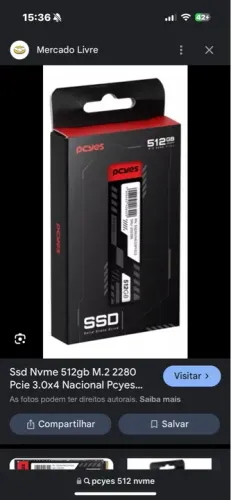 Ssd nvme pcyes 512gb 3.0