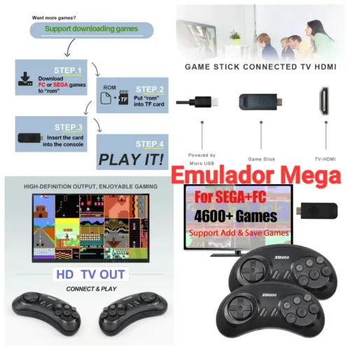 Emulador Mega para Sega + FC - 4600+ Jogos