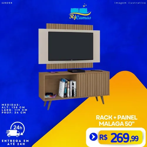 Rack e Painel Malaga 50'' - Novo