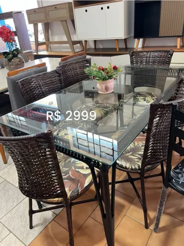 Mesa Com 06 Cadeiras Vime Nova 
