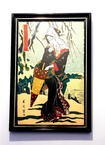 Quadro Japonês Decorativo em Tecido, inspirado Utagawa Toyokuni