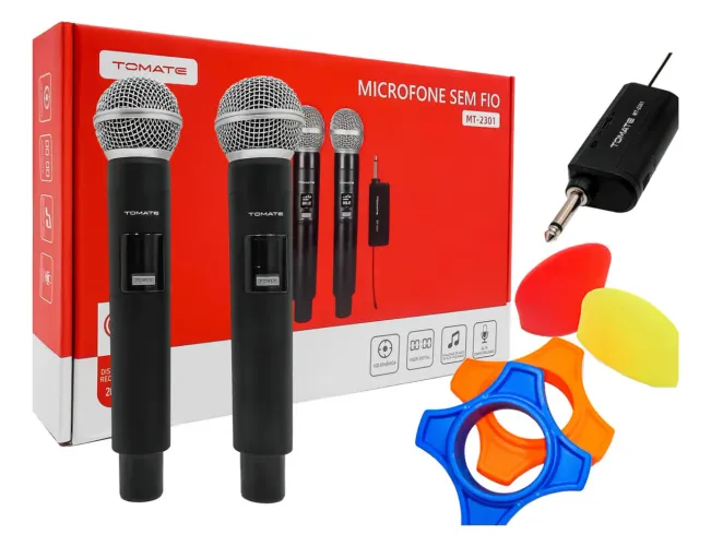 Microfone Sem Fio Tomate MT-2301 - Karaokê e Voz Dinâmica