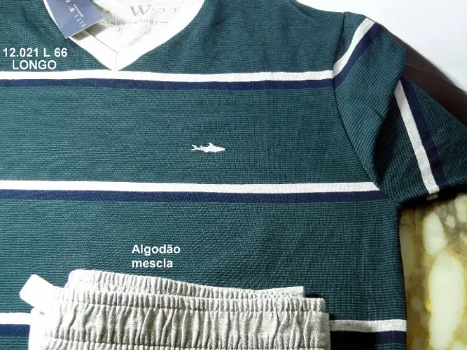  12.021 L 66 Pijama Fitswell manga longa. Verde / mescla.Tam "P"