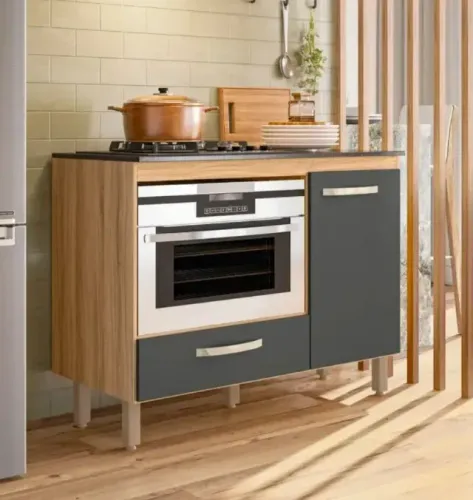 Balcão Kaiki para cooktop 4 ou 5 bcs freijo chumbo