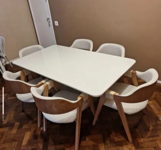 Mesa de Jantar 180x90 Com 6 Cadeiras Poltronas 