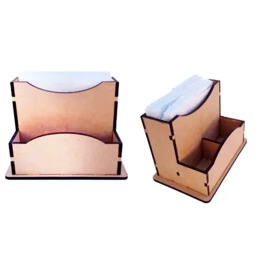 4 Porta Guardanapos e Sachês com 3 Divisórias Em MDF
