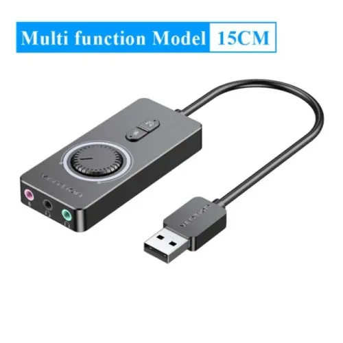 Placa De Som Usb Externa Vention Profissional Microfone Fone Ajuste 15cm