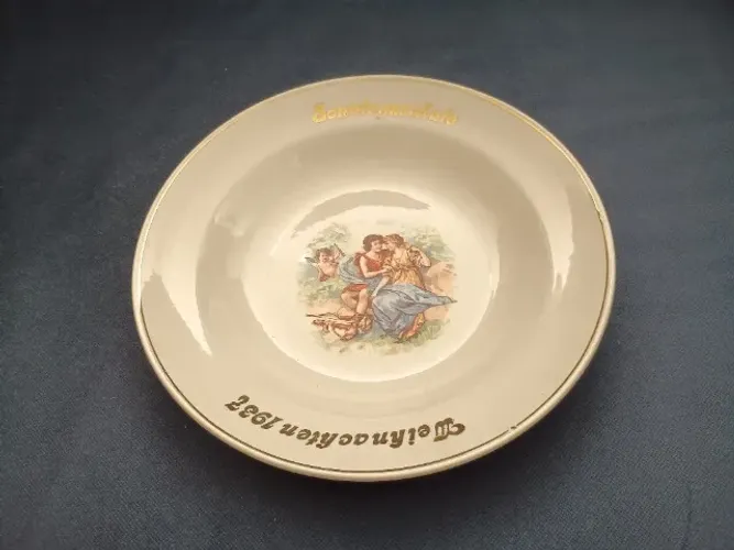 Prato fundo antigo Natal 1937 - Fábrica de Cerâmica Porto Alegrense - Raro