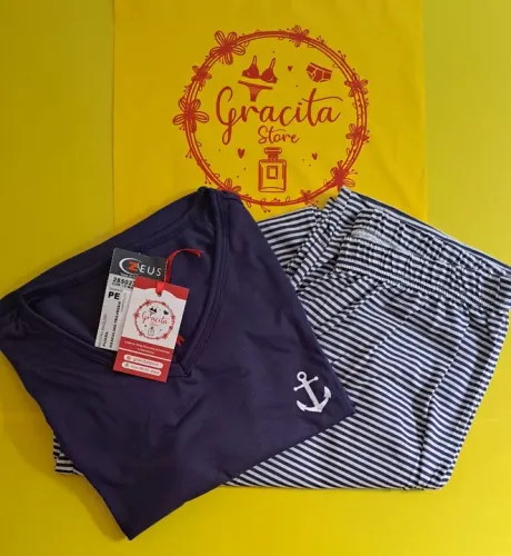 Pijama Calça e Camiseta Manga Longa Âncora