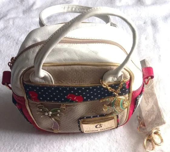 Bolsa Carmen Steffens branca e bege