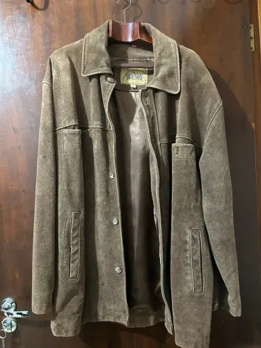 Jaqueta de camurça legítima marrom vintage Yachtsman