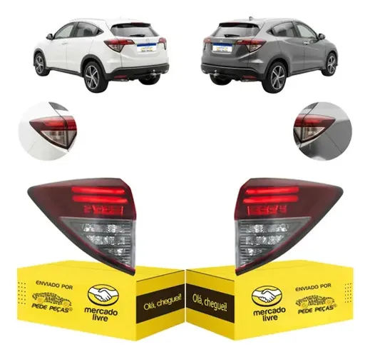 Par Lanterna Honda Hr-v 2019 2020 2021 C/led Canto Fume Nova Ambos Lados Fumê
