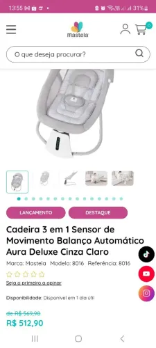 Cadeira de balanço automática mastela com sensor de movimento