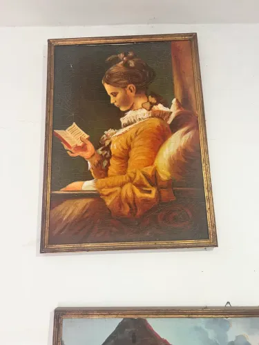 Quadro Cusquenho Original "A Leitora" - Óleo sobre Tela do Peru