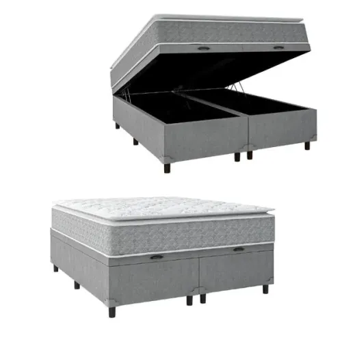 Cama Box Baú Casal Queen Colchão Molas