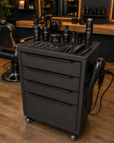 Carrinho Profissional para Barbearia MDF Premium com Rodízios