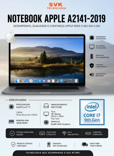 MacBook Pro 16" A2141 | Intel Core i7 | 16GB RAM | SSD 500GB | Retina | Touch Bar