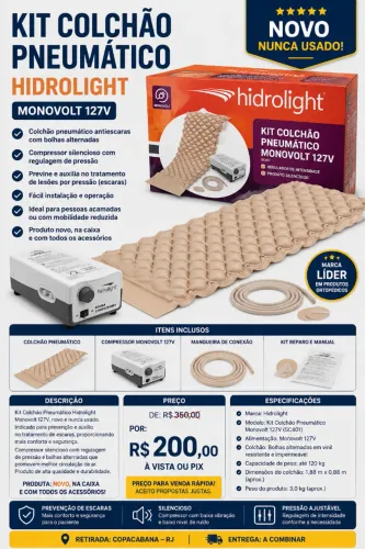 Kit Colchão Pneumático Hidrolight Monovolt 127V