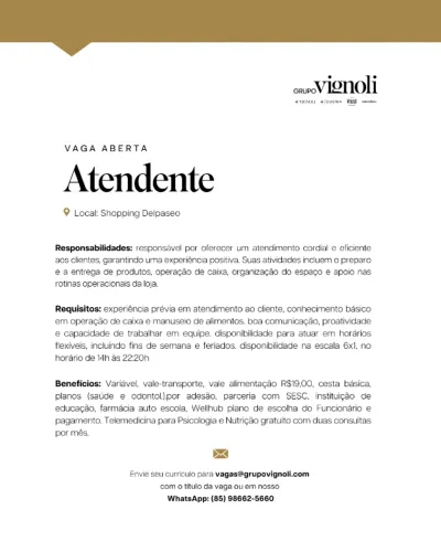 Atendente - Shopping Delpaseo