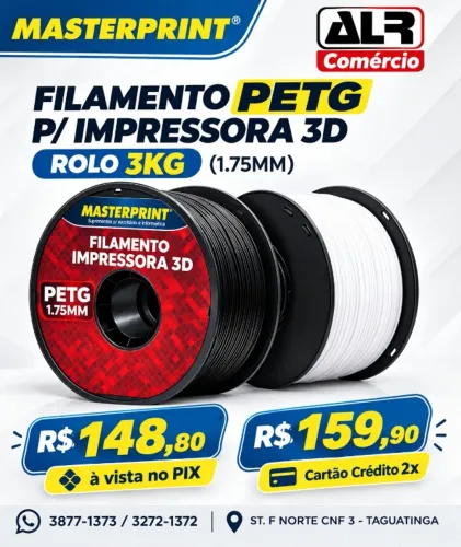 FILAMENTO IMPRESSORA 3D PETG 3KG 1.75MM MASTERPRINT