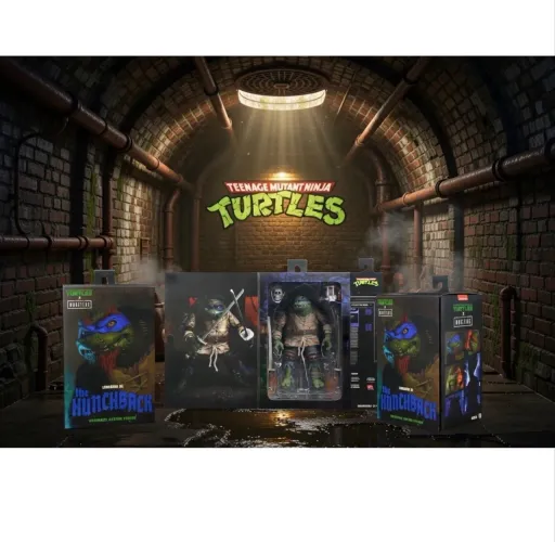Action figure Neca as tartarugas ninjas x monstros universo, Leonardo Hunchback Leonardo