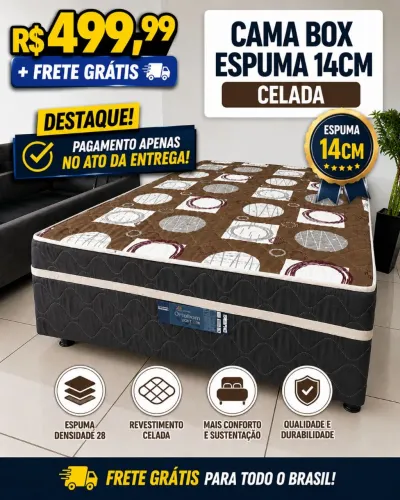 Cama box casal - espuma 14cm