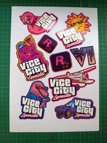 Cartela adesivos vinil GTA 6