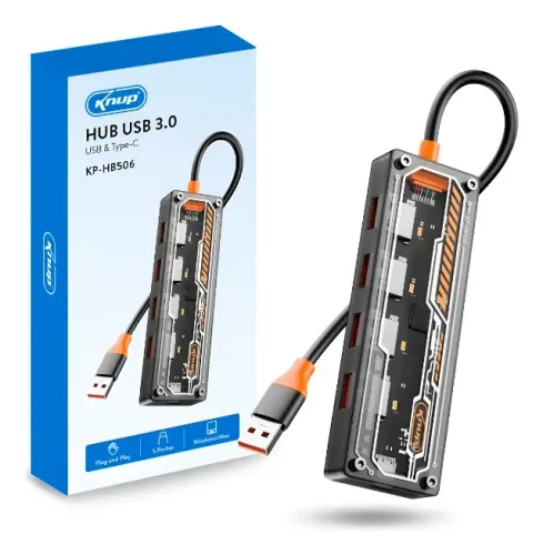 Hub Usb 3.0 Knup 4 Saídas Plug And Play Kp-hb506 Preto