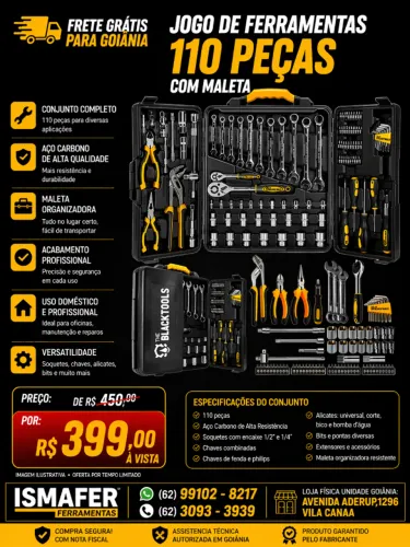 Jogo De Ferramentas Para Mecânico Kit Com 110 Peças
