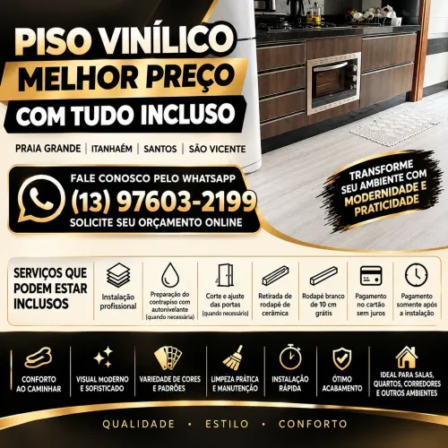Piso Vinílico Melhor Preço com Tudo Incluso | Praia Grande | Santos | São Vicente