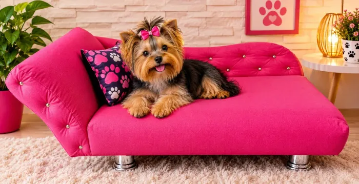 Cama pet divã rosa
