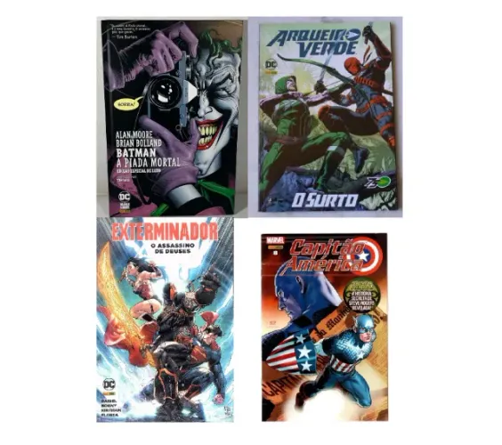 Hq marvel e dc lote batman, deathstroke, arqueiro verde e capitao america lote