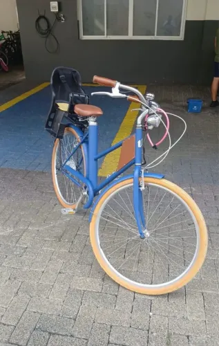 Bicicleta elétrica Vela 1.5 cor Azul com cadeirinha para criança